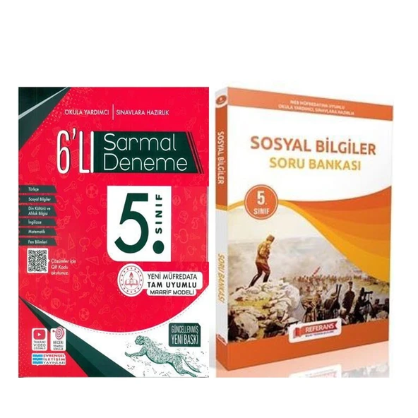 Evrensel İletişim 5. Sınıf 6 lı Sarmal Deneme ve Referans Sosyal Bilgiler Soru Bankası Seti 2 Kitap ürün görseli 1