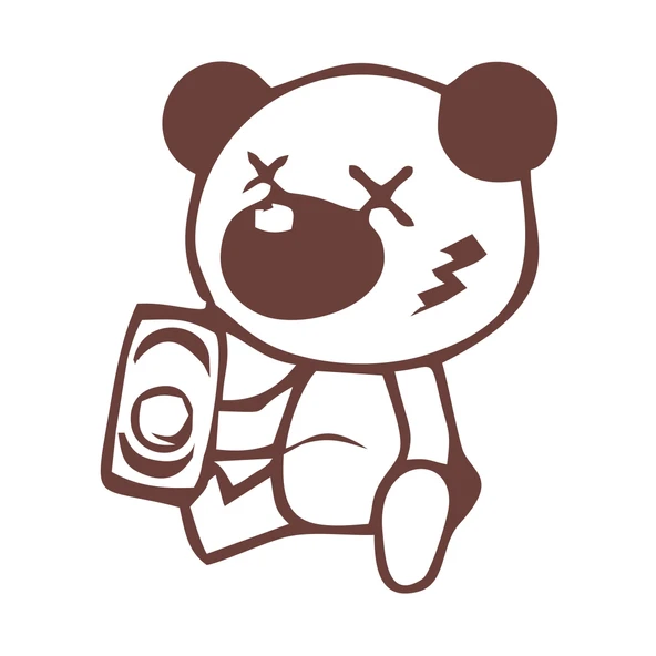 Sarhoş Panda Sticker 17x17 Cm Kahverengi ürün görseli 1