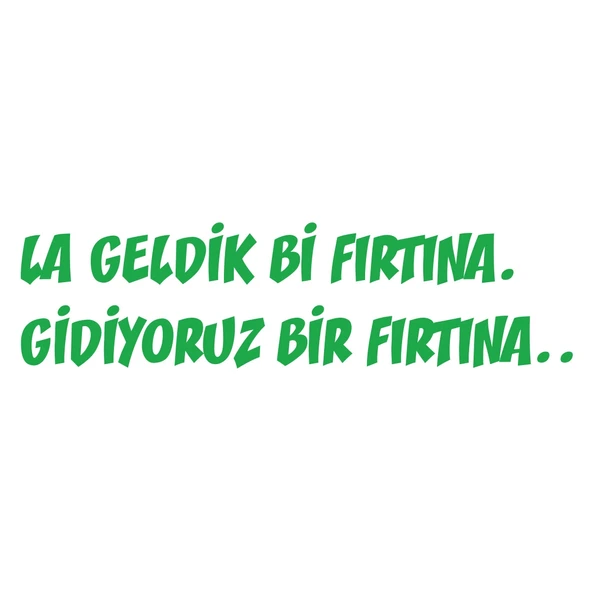 Geldik bi fırtına gidiyoruz bir fırtına sticker 17x17 Cm Yeşil ürün görseli 1