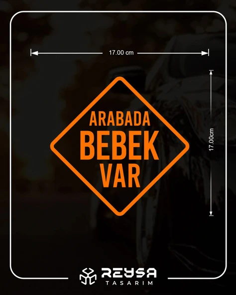 arabada Bebek Var Sticker 17x17 Cm Turuncu - Resim 2