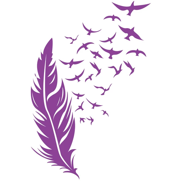 Tüyden Uçan Kuşlar Sticker 17x17 Cm Mor ürün görseli 1