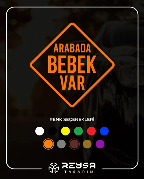 arabada Bebek Var Sticker 17x17 Cm Turuncu ürün görseli 1