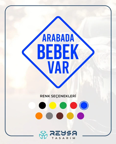 arabada Bebek Var Sticker 17x17 Cm Mavi ürün görseli 1