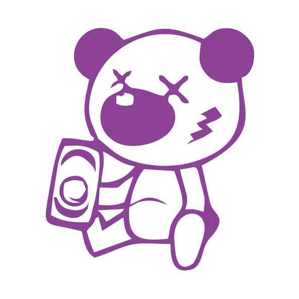 Sarhoş Panda Sticker 17x17 Cm Mor ürün görseli 1
