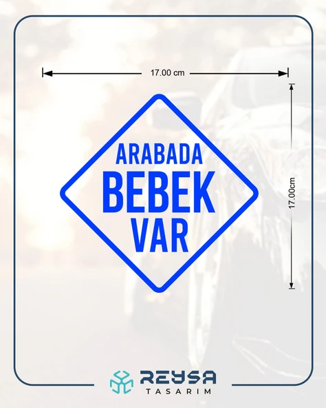 arabada Bebek Var Sticker 17x17 Cm Mavi - Resim 2