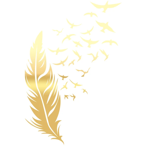 Tüyden Uçan Kuşlar Sticker 17x17 Cm Gold ürün görseli 1