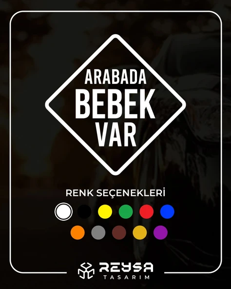arabada Bebek Var Sticker 17x17 Cm Beyaz ürün görseli 1