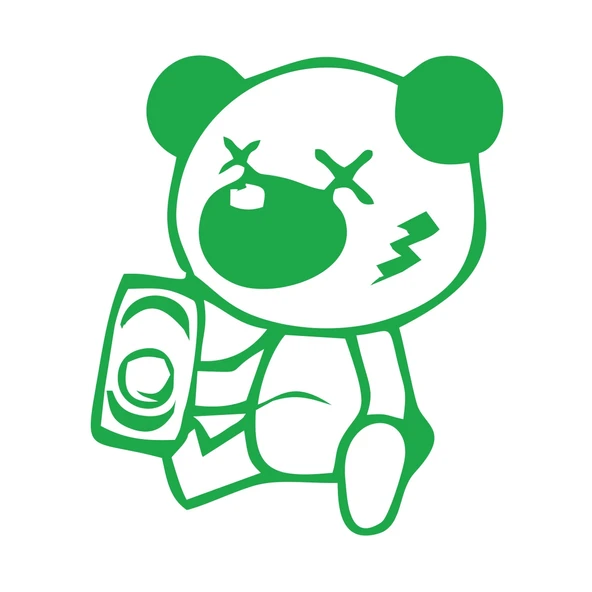 Sarhoş Panda Sticker 17x17 Cm Yeşil ürün görseli 1