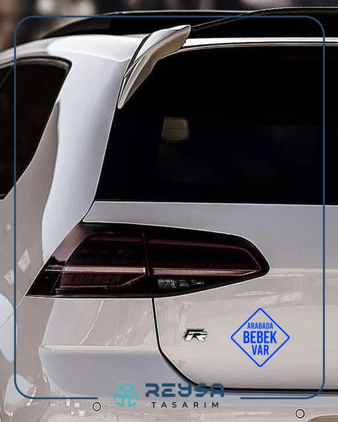 arabada Bebek Var Sticker 17x17 Cm Mavi - Resim 3