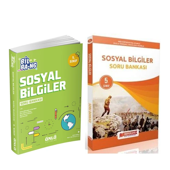 Ünlü 5.Sınıf Bil Bang Sosyal Bilgiler ve Referans Sosyal Bilgiler Soru Bankası Seti 2 Kitap ürün görseli 1