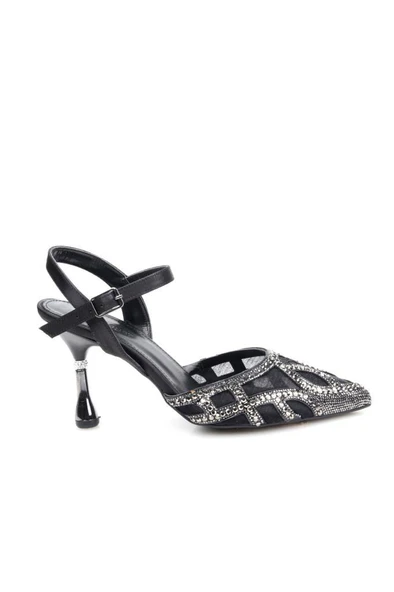 Pisagor Ps-33350 8,5 Cm Topuklu Kadın Taşlı Arkası Açık Stiletto Abiye Ayakkabı ürün görseli 1