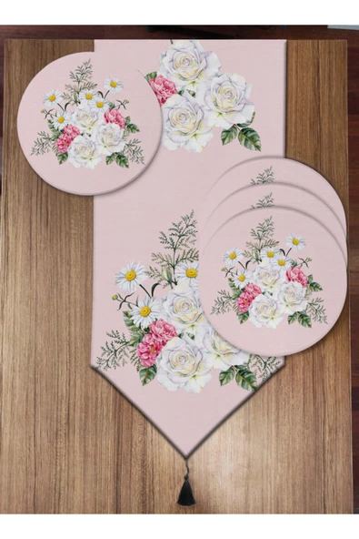 Pusula Home Gül Demeti Desenli 6'lı Supla Ve Runner Set ürün görseli 1