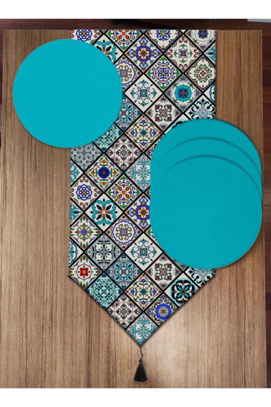 Çini Desenli 6'lı Supla Ve Runner Set ürün görseli 1