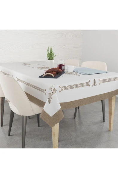 Pusula Home Gold Nakış Efektli Lale Desenli Baskılı Masa Örtüsü ürün görseli 1