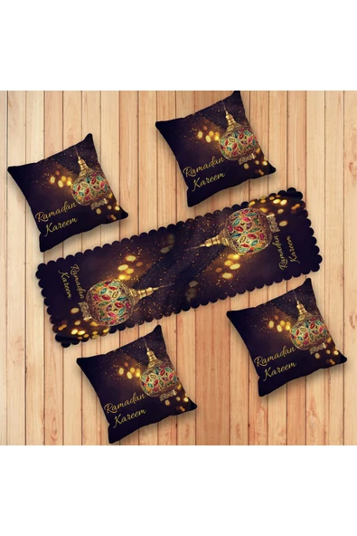 Pusula Home Ramazan Temalı Runner ve Kırlent Kılıfı Seti ürün görseli 1