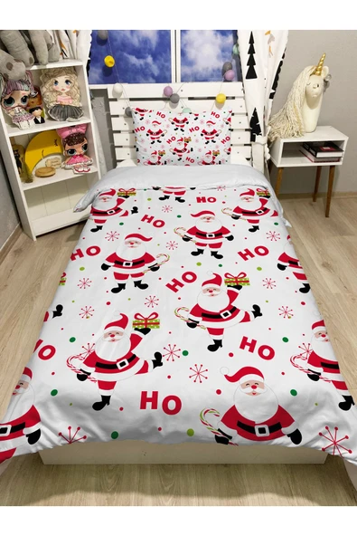 Pusula Home ÇARŞAFLI Yılbaşı Temalı Noel Desenli Tek Kişilik Nevresim Takımı ürün görseli 1