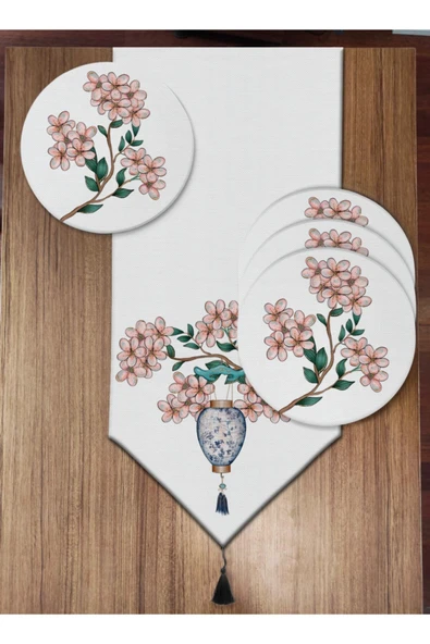 Pusula Home Japon Feneri Ve Ççiçekler 6'lı Supla Ve Runner Set ürün görseli 1