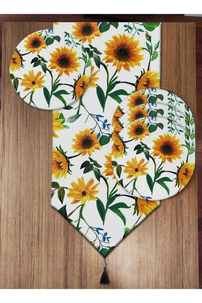 Pusula Home Ayçiçekleri Desenli 6'lı Supla Ve Runner Set ürün görseli 1
