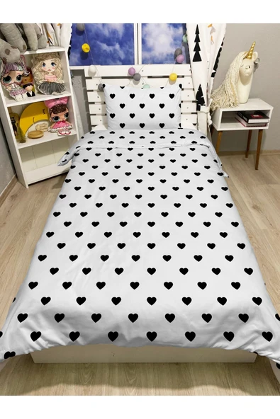 Pusula Home Tek Kişilik Kalpli Nevresim Seti ürün görseli 1