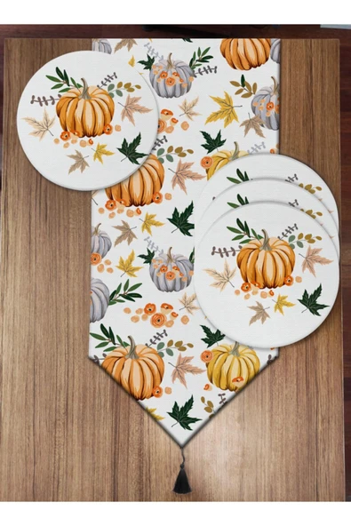 Pusula Home Kabak Desenli 6'lı Supla Ve Runner Set ürün görseli 1