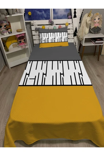 Hardal Piyano Tek Kişilik Pike ve Yastık Kılıfı ürün görseli 1