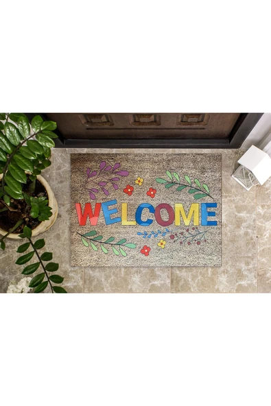 Pusula Home Renkli Welcome Kapı Önü Paspası ürün görseli 1