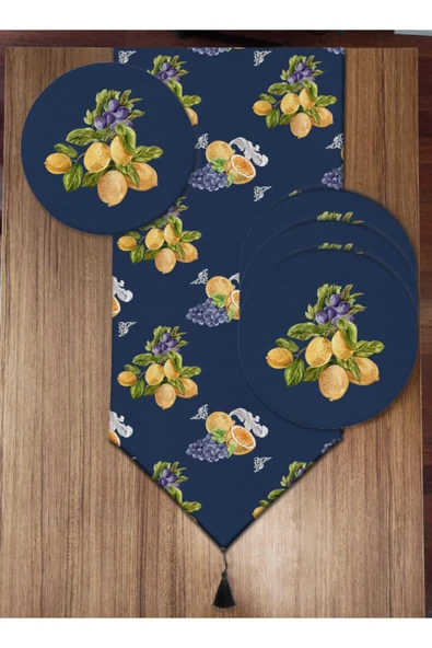 Pusula Home Limon Ve Üzüm Detaylı 6'lı Supla Ve Runner Set ürün görseli 1