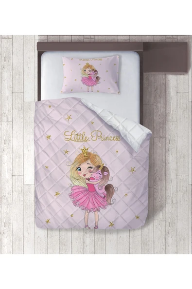 Küçük Prenses Ve Unicorn Dijital Baskılı Tek Kişilik Yorgan Set ürün görseli 1