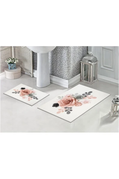 yok yok evim eve dair her şey Nude Güller 3d Desenli Dijital Baskılı Banyo Paspası ürün görseli 1