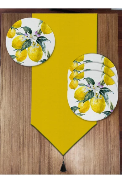 Pusula Home Limon Detaylı 6'lı Supla ve Runner Set ürün görseli 1