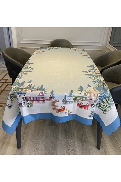 Pusula Home Yılbaşı Kenarı Şeritli Masa Örtüsü - Resim 4