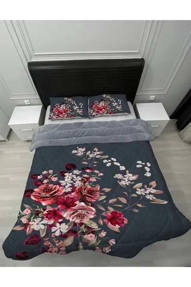 Pusula Home Welsoft Pofuduk Çift Taraflı DAMASK ÇİÇEKLİ Desenli Çift Kişilik Yorgan Uyku Seti ürün görseli 1