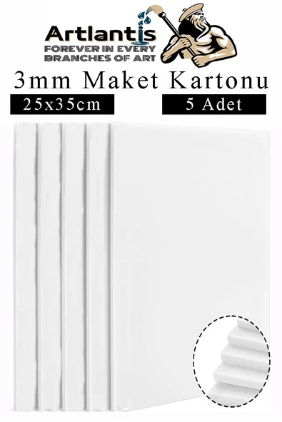 Maket Kartonu Beyaz Fotoblok 3 mm 25x35 cm 5 Adet Hobi Sanat Okul Köpüklü Straforlu Maket Kartonu Maket Yapımı ürün görseli 1