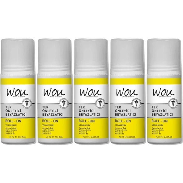 Wou World Of Unique Roll-On Unisex Deodorant 75ML Ter Önleyici Beyazlatıcı (5 Li Set) ürün görseli 1