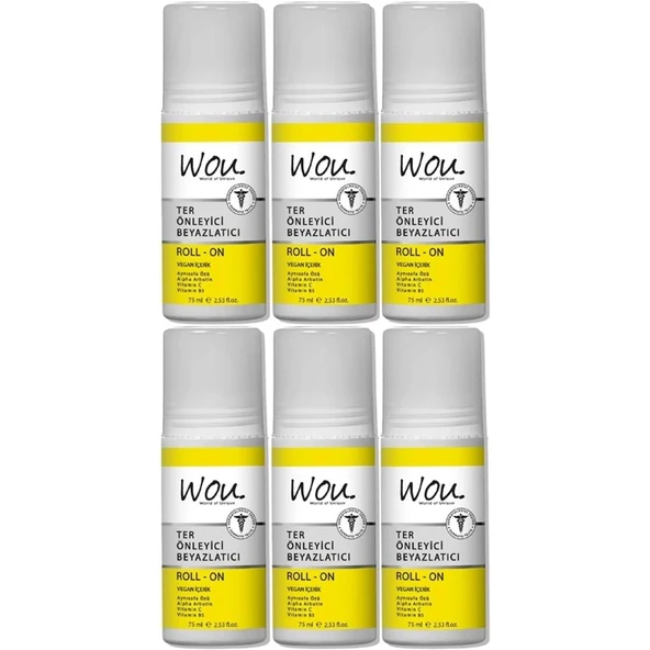 Wou World Of Unique Roll-On Unisex Deodorant 75ML Ter Önleyici Beyazlatıcı (6 Lı Set) ürün görseli 1