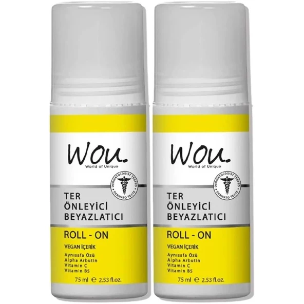 Wou World Of Unique Roll-On Unisex Deodorant 75ML Ter Önleyici Beyazlatıcı (2 Li Set) ürün görseli 1