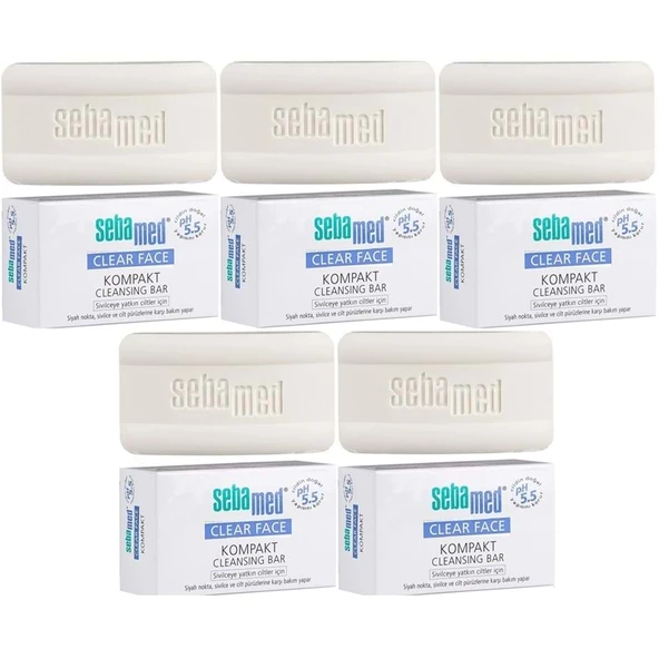Sebamed Clear Face Kompakt Yüz Temizleme  Barı Sabun Sivilceye Yatkın Cilt 100GR (5 Li Set) ürün görseli 1