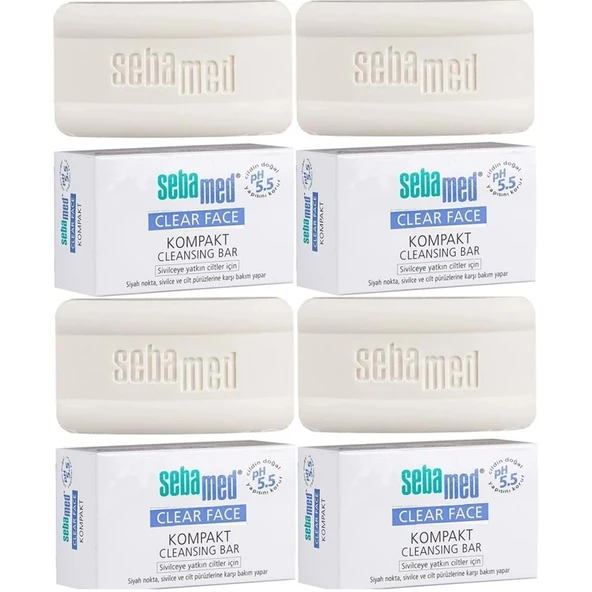 Sebamed Clear Face Kompakt Yüz Temizleme  Barı Sabun Sivilceye Yatkın Cilt 100GR (4 Lü Set) ürün görseli 1