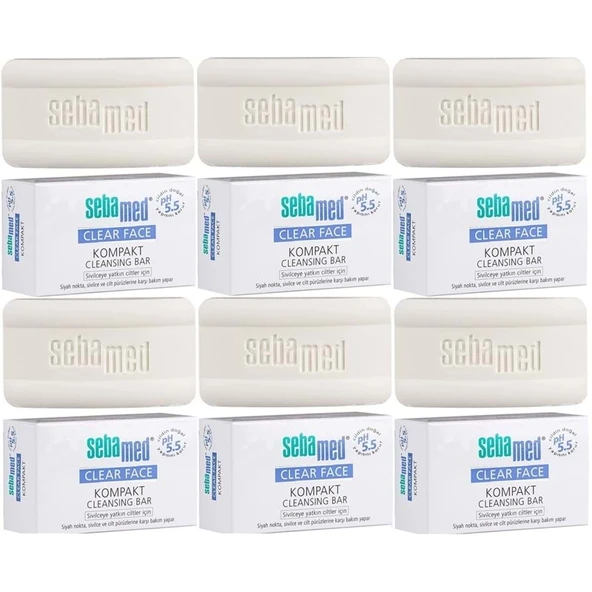 Sebamed Clear Face Kompakt Yüz Temizleme  Barı Sabun Sivilceye Yatkın Cilt 100GR (6 Lı Set) ürün görseli 1