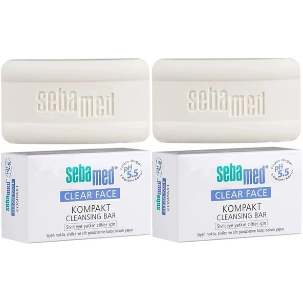 Sebamed Clear Face Kompakt Yüz Temizleme  Barı Sabun Sivilceye Yatkın Cilt 100GR (2 Li Set) ürün görseli 1
