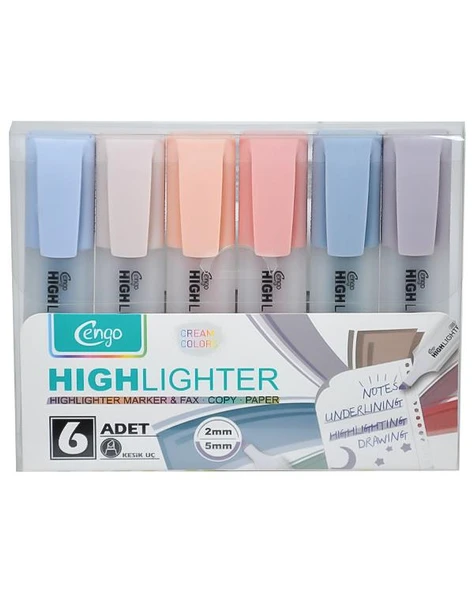 Cengo 6lı Fosforlu Kalem Cream Renkler CGO804 ürün görseli 1