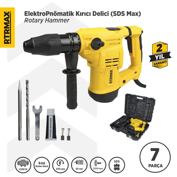RTM240 Elektropnömatik Sds Max Kırıcı ve Delici 1500 W 9.0 Jul 40 mm ürün görseli 1