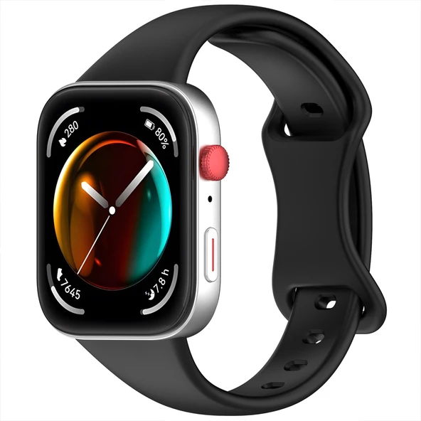 Huawei Watch Fit3 Fit 4 Fit 4 Pro İle Uyumlu İnce Ve Zarif Tasarım Silikon Kordon Kayış  Siyah ürün görseli 1