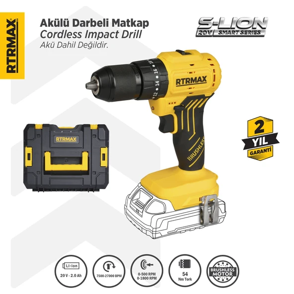RTS5012B Şarjlı Darbeli Matkap Kömürsüz 54 Nm - Akü Hariç ürün görseli 1
