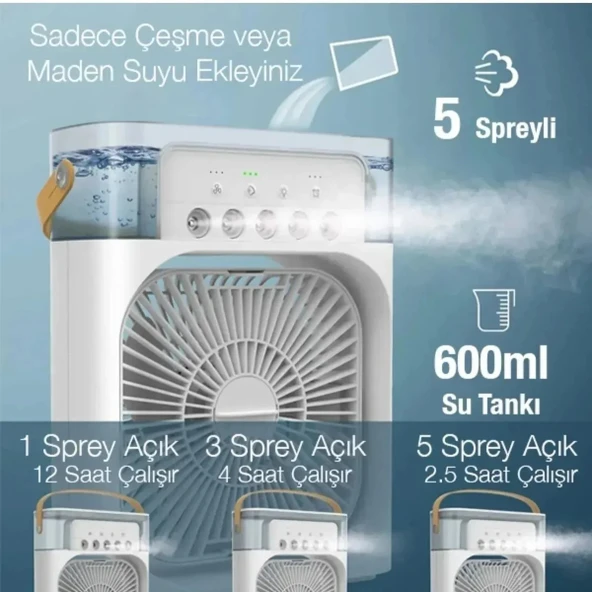 Periboia Su Hazneli Şarjlı Masa Vantilatörü ürün görseli 1