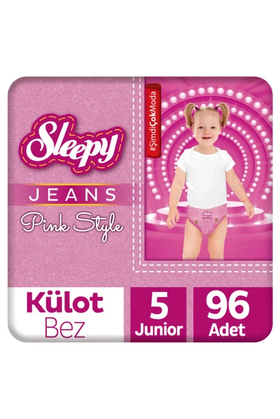 Sleepy Pink Jeans Külot Bez 5 Numara Junior 4’lü Jumbo 96 Adet ürün görseli 1