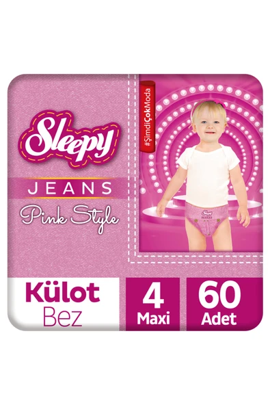 Sleepy Pink Jeans Külot Bez 4 Numara Maxi 2'li Jumbo 60 Adet ürün görseli 1
