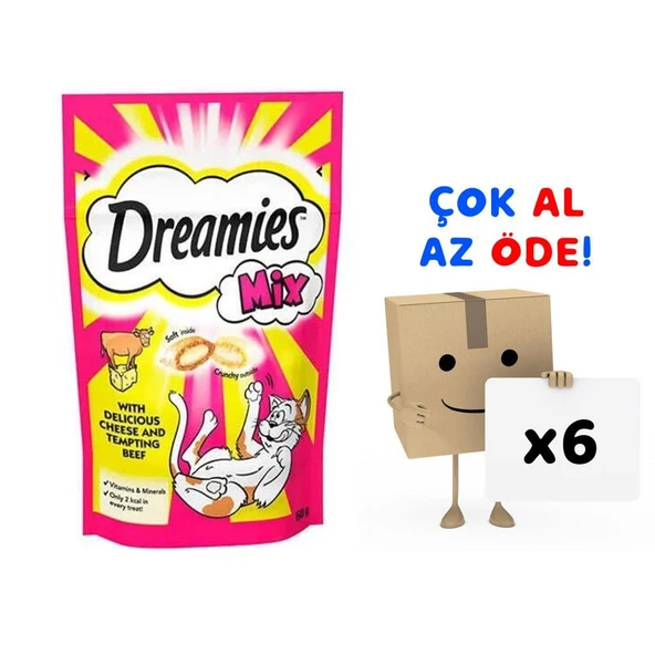 Dreamies Mix Sığır Etli Ve Peynirli Kedi Ödülü 60 gr 6'lı Paket ürün görseli 1