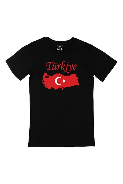 Türkiye Haritalı ve Bayraklı Siyah Tişört ürün görseli 1