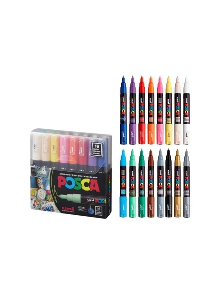 POSCA PC-1M Boya Kalemi Seti 0,7 mm [16C] ürün görseli 1
